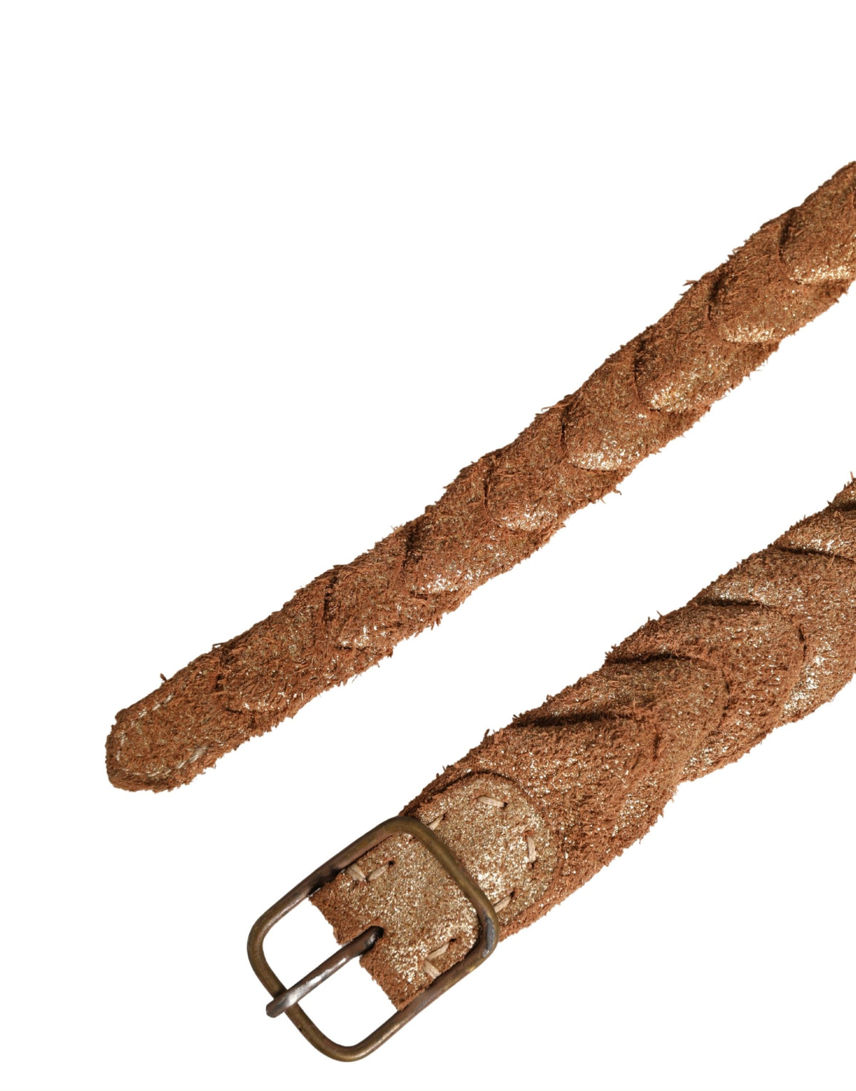 Ermanno Scervino Brown Leather Braided Metal Buckle Women's Belt