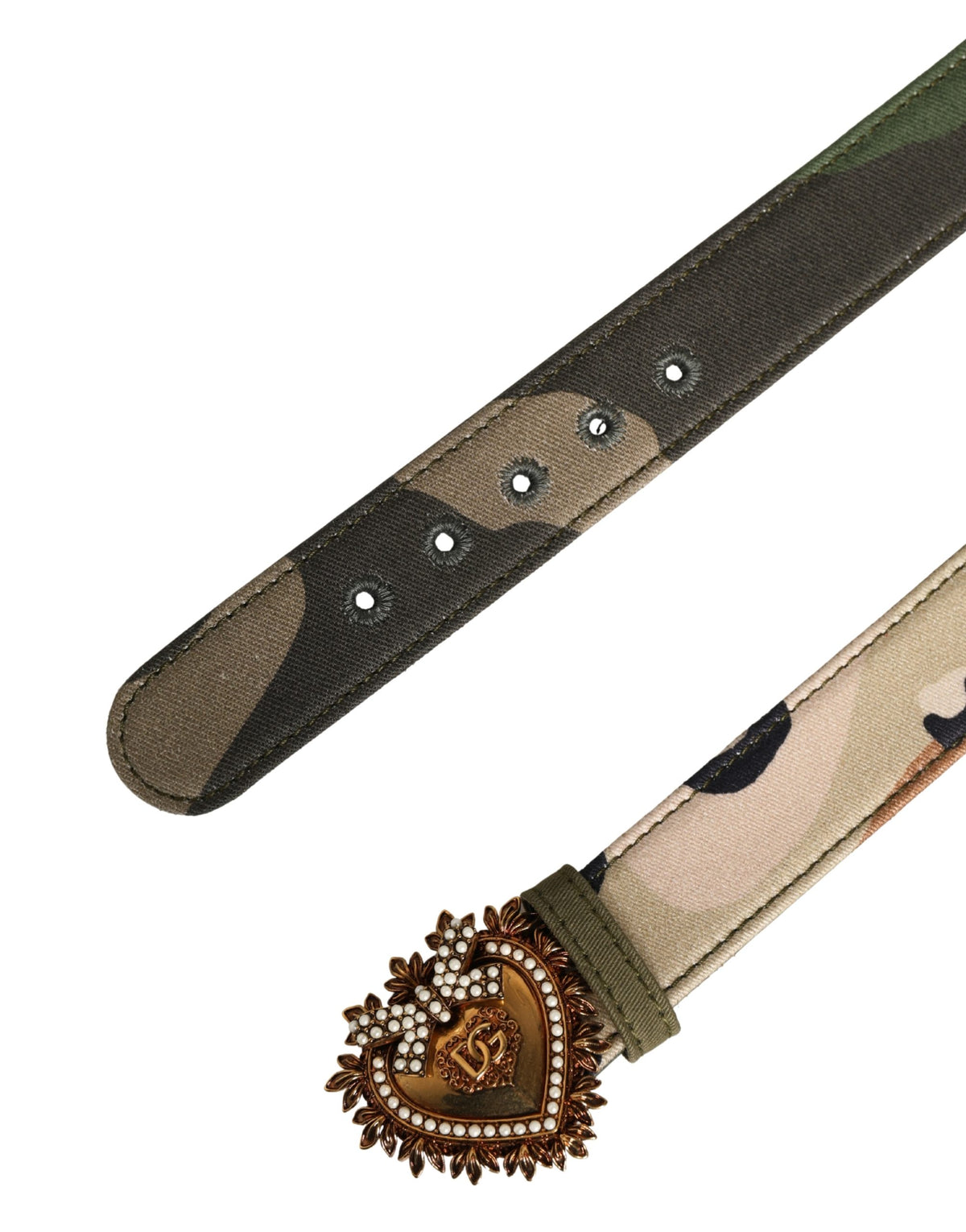 Dolce & Gabbana Green Camouflage Devotion Metal Buckle Women's Belt