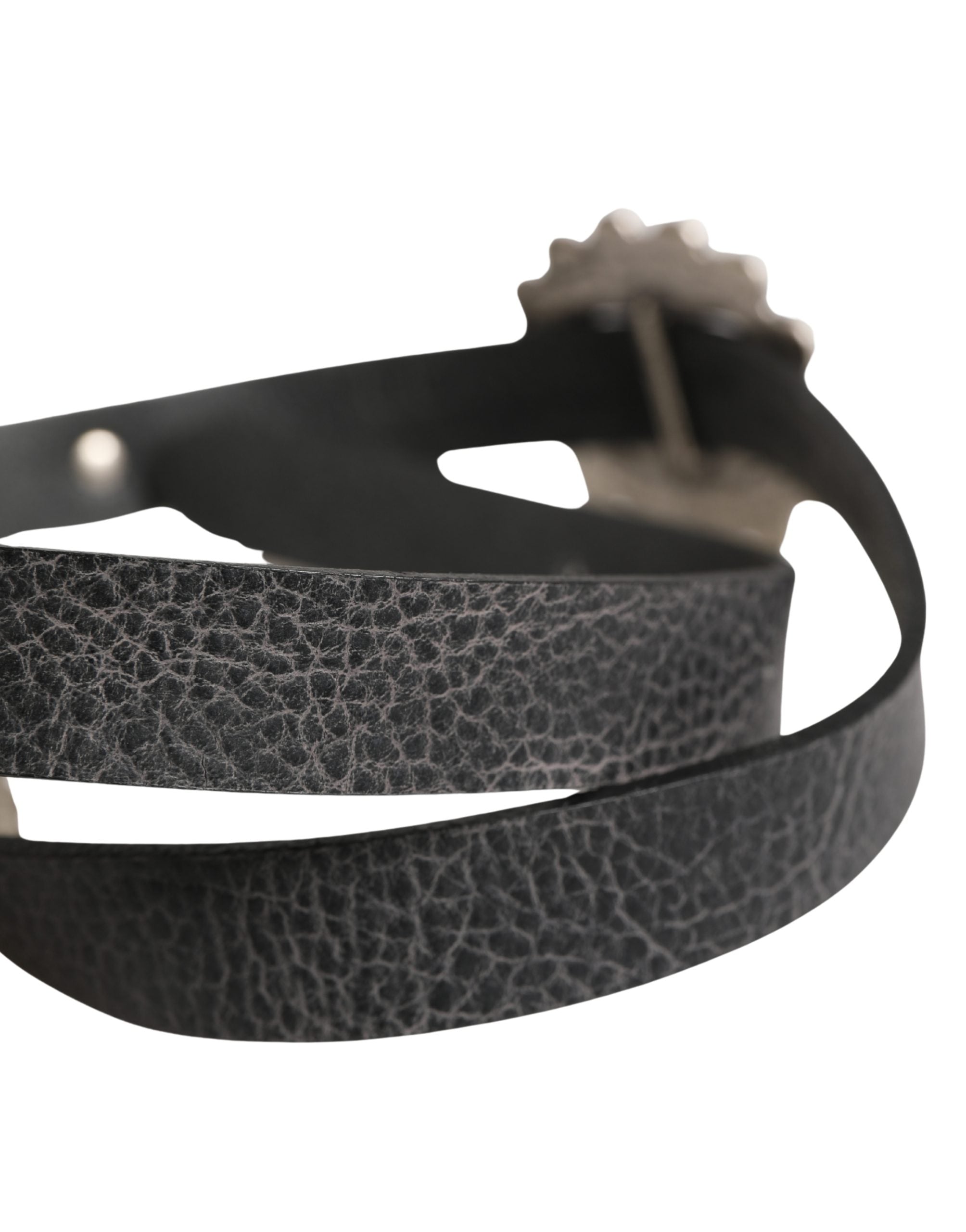 Cavalli Class Black Turquoise Leather Embellished Oval Buckle Women's Belt