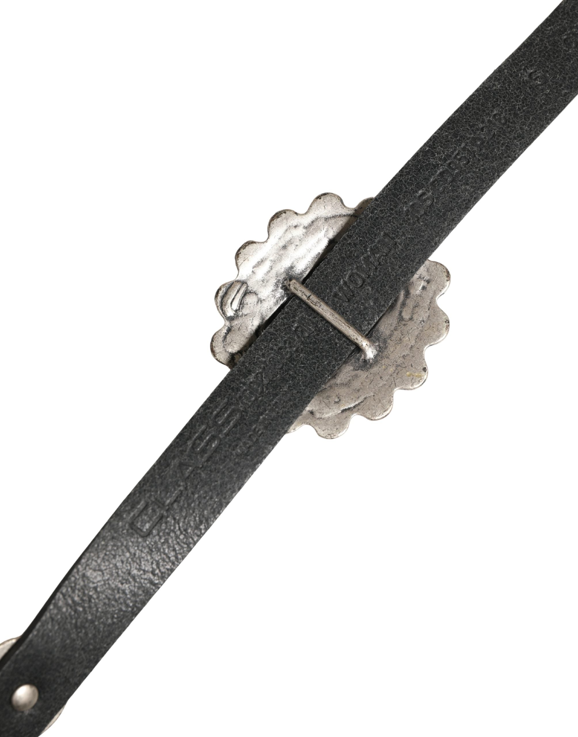 Cavalli Class Black Turquoise Leather Embellished Oval Buckle Women's Belt