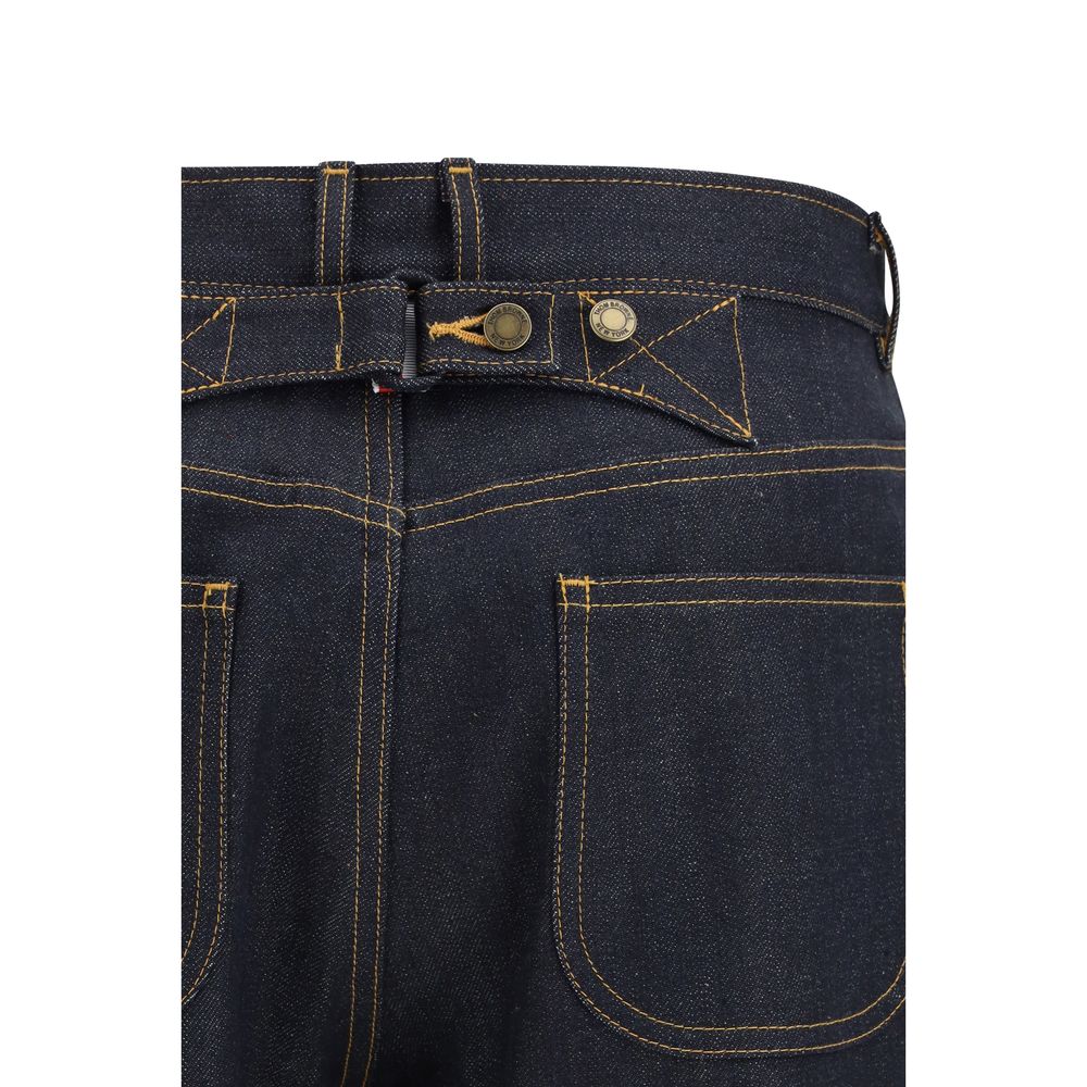 Thom Browne Blue Cotton Straight-Leg Women's Jeans