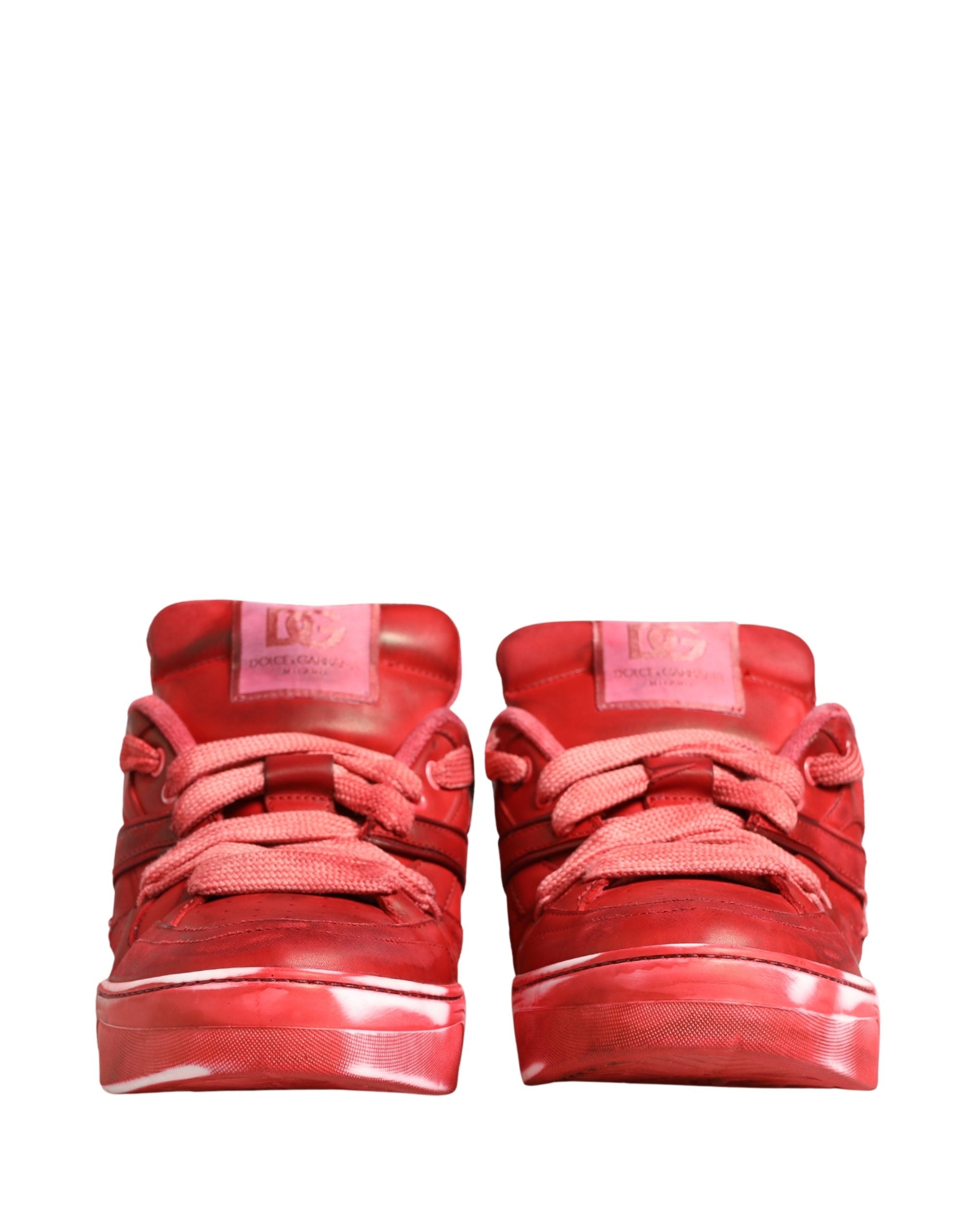 Dolce & Gabbana Red Distressed Suede Men Sneakers Men's Shoes (Pre-Owned)