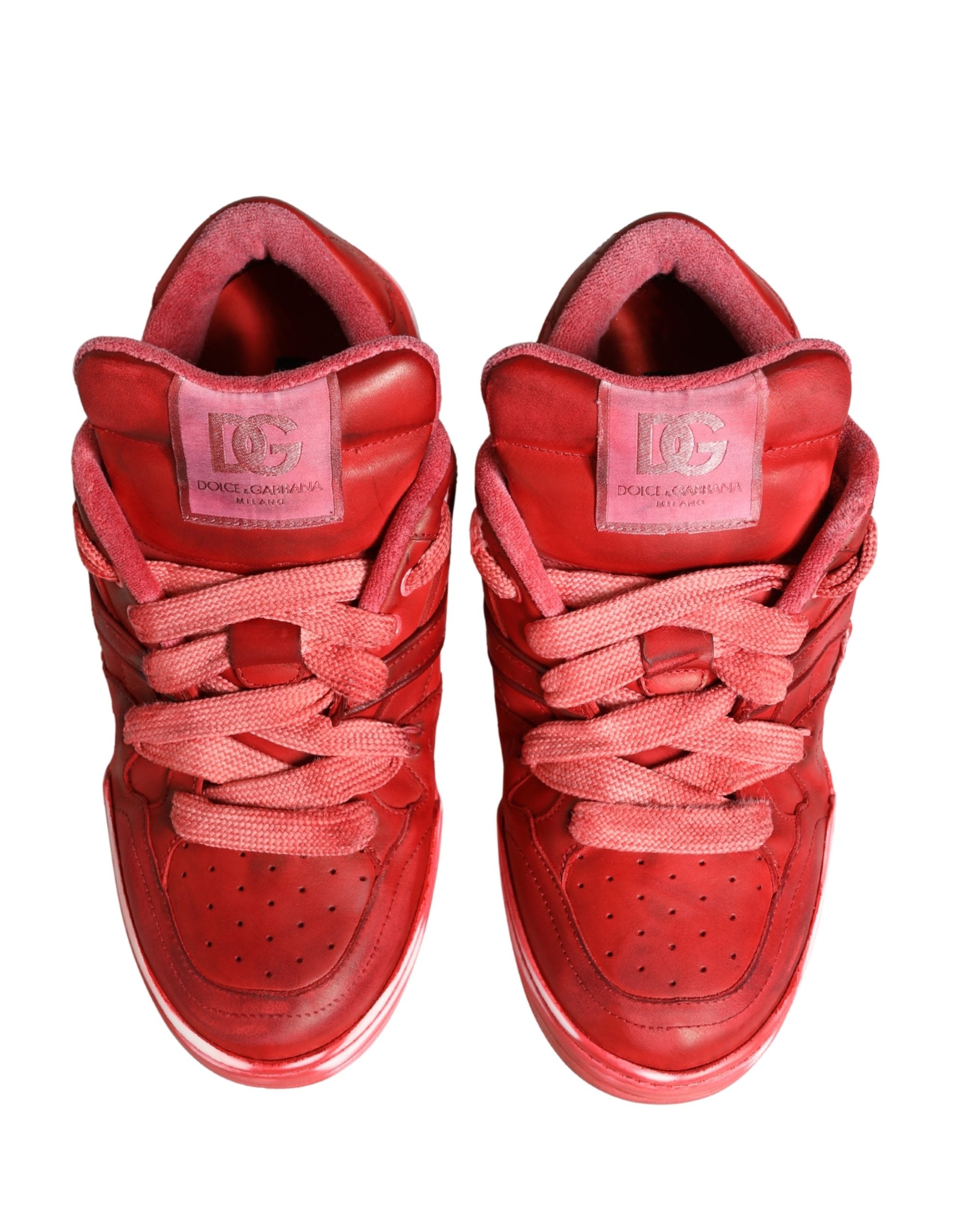 Dolce & Gabbana Red Distressed Suede Men Sneakers Men's Shoes (Pre-Owned)