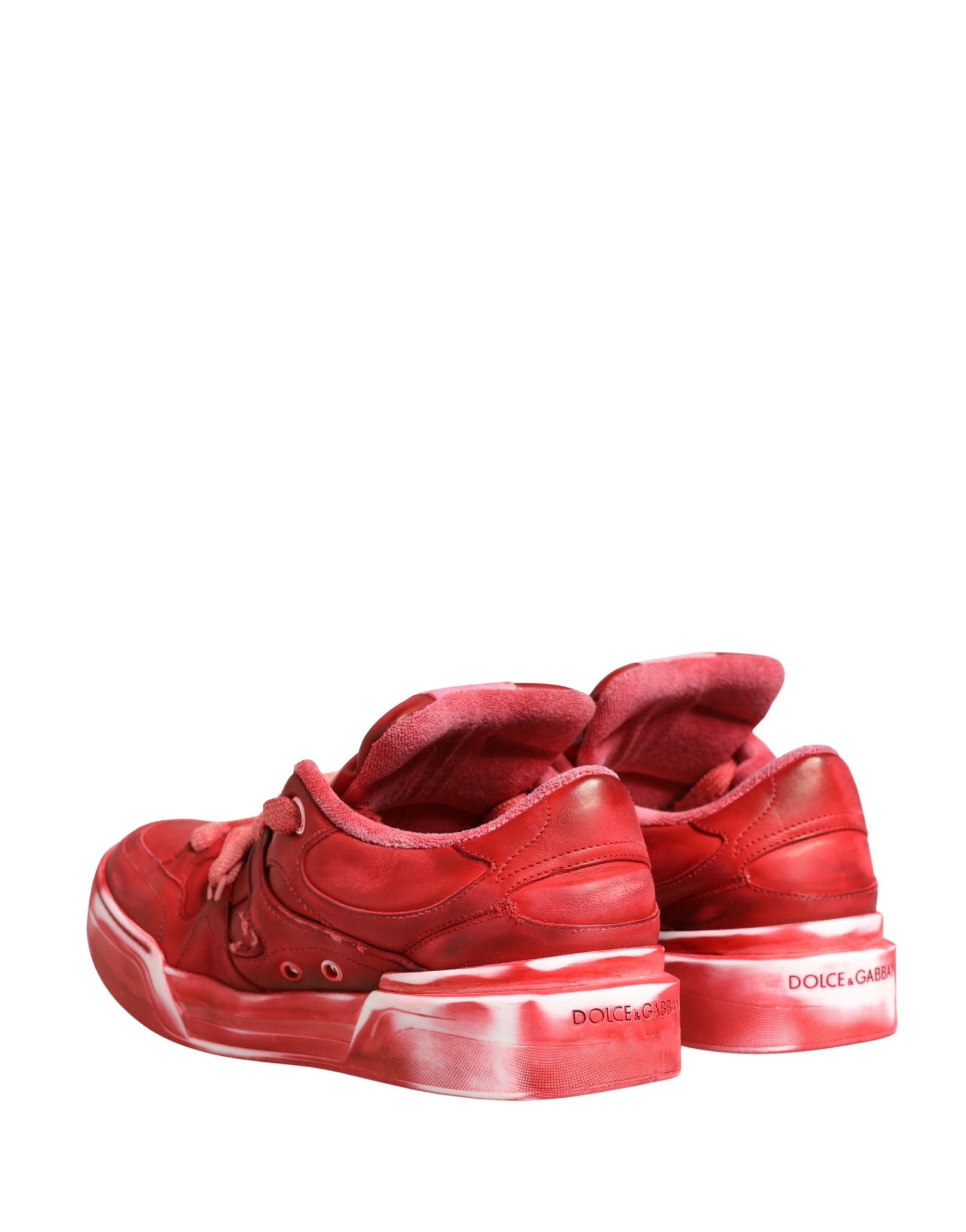 Dolce & Gabbana Red Distressed Suede Men Sneakers Men's Shoes (Pre-Owned)