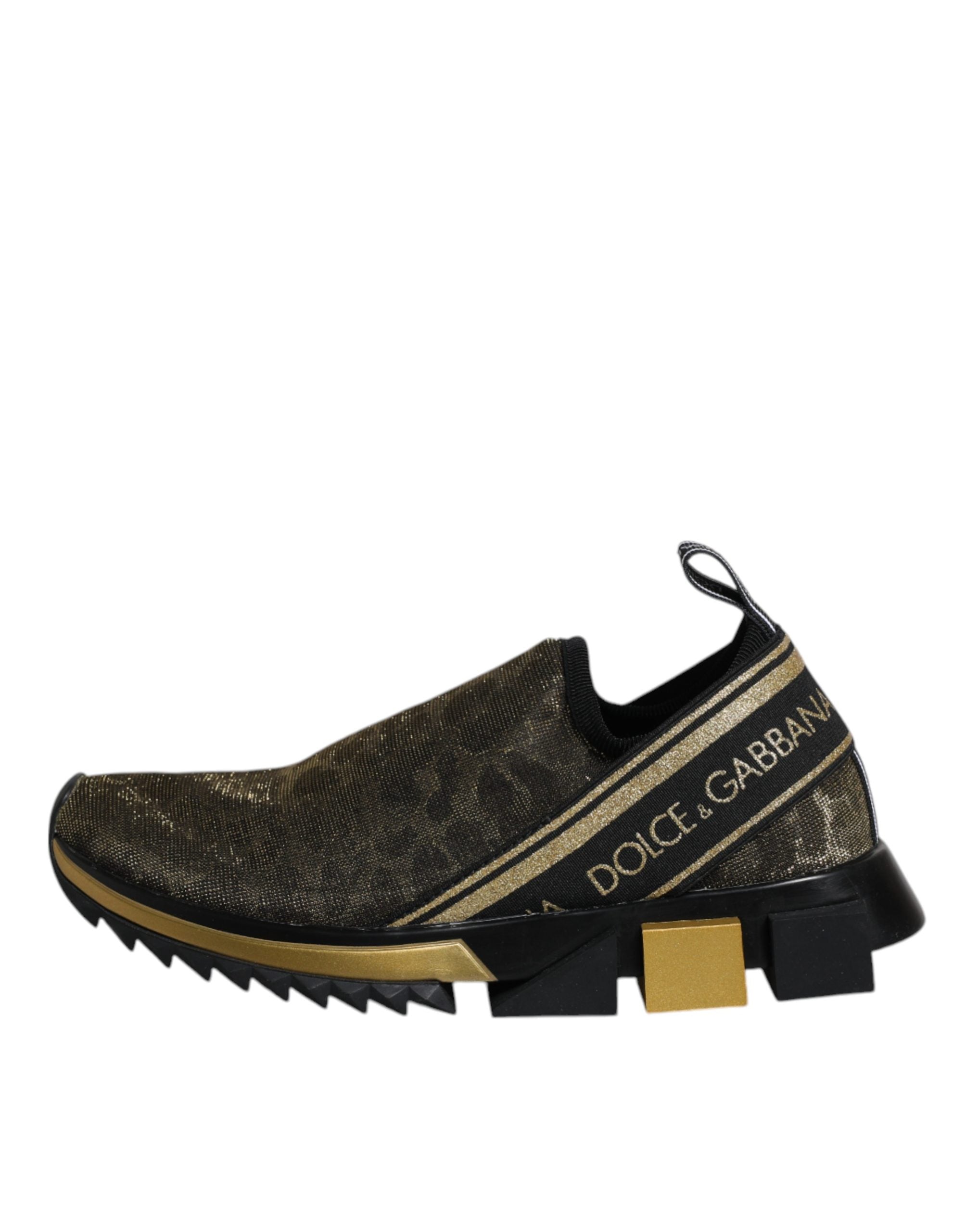 Dolce & Gabbana Gold Glitter Leopard Sorrento Sneakers Women's Shoes