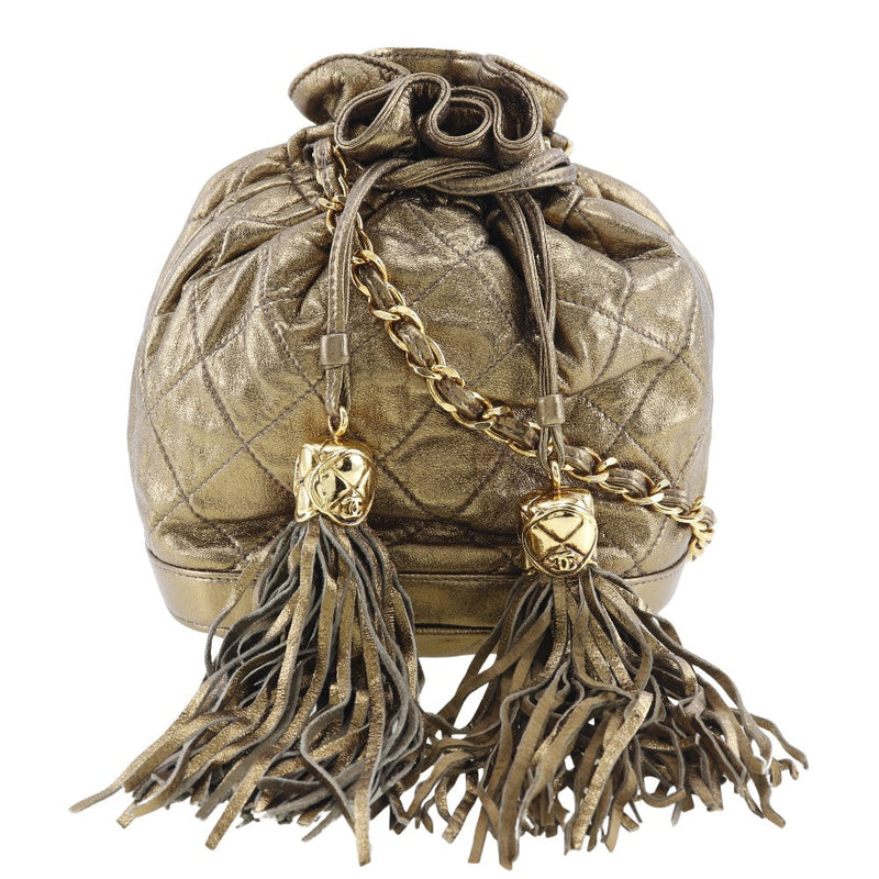 Chanel Fringe Gold Pony-Style Calfskin Shoulder Bag (Pre-Owned)
