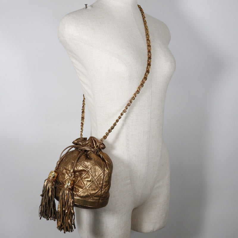 Chanel Fringe Gold Pony-Style Calfskin Shoulder Bag (Pre-Owned)