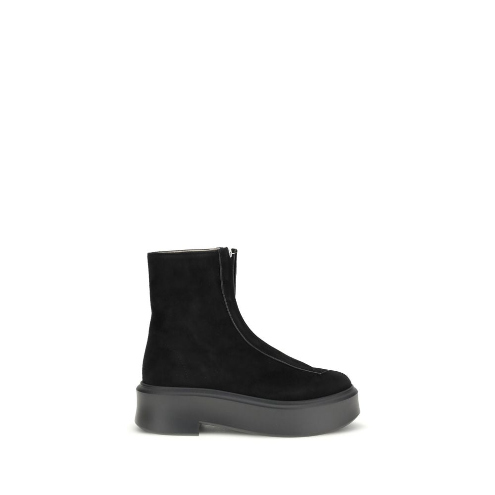 The Row Black Calf Leather Bos Taurus Lace-Up Women's Boots