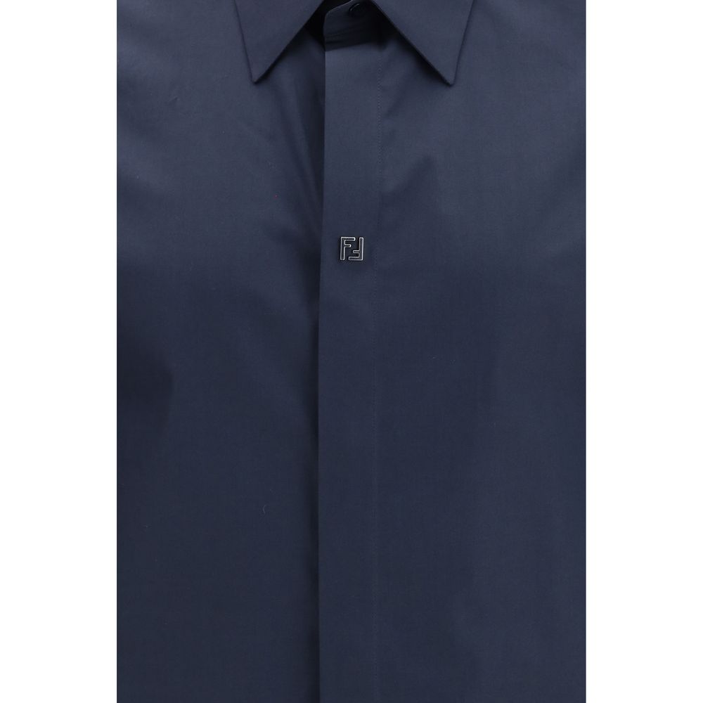 Fendi Blue Cotton Men's Shirt