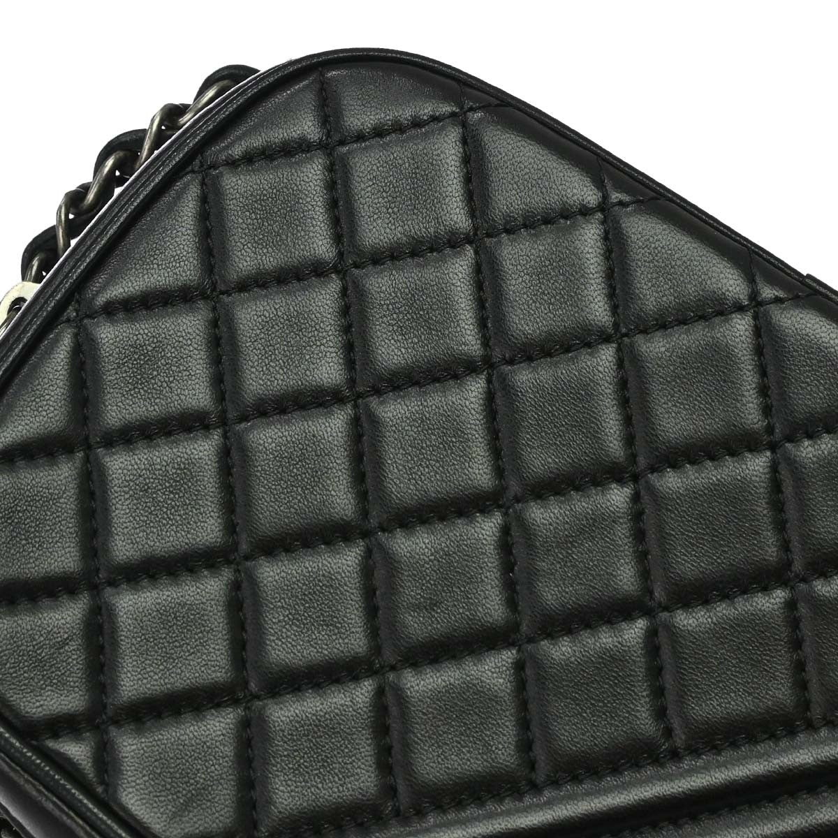 Chanel Coco Boy Camera Quilted Leather Black Leather Shoulder Bag Bag (Pre-Owned)