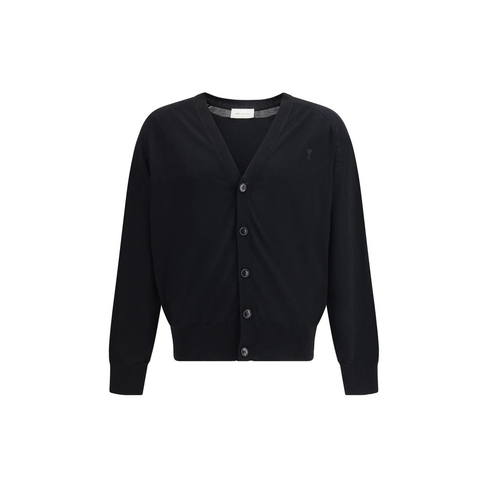 Ami Paris Black Merino Wool Men's Cardigan
