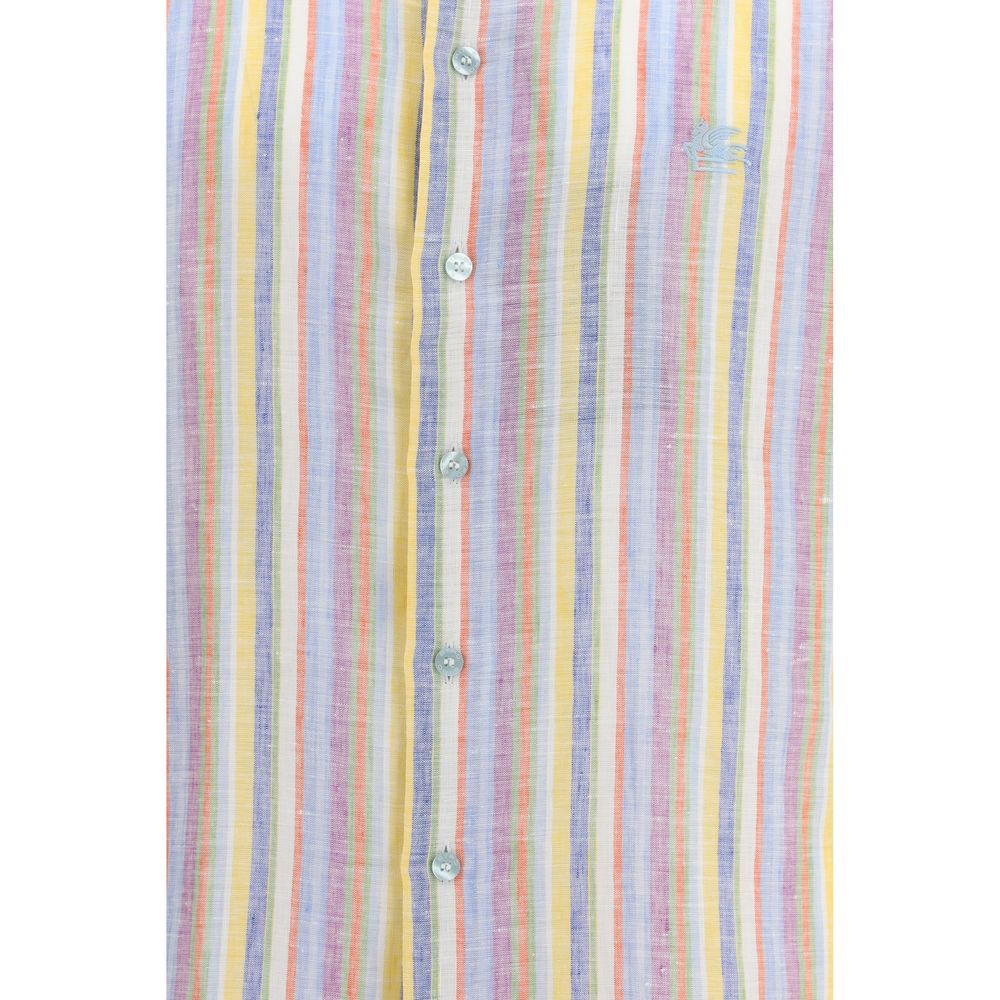 Etro Multicolor Linen Pattern Men's Shirt