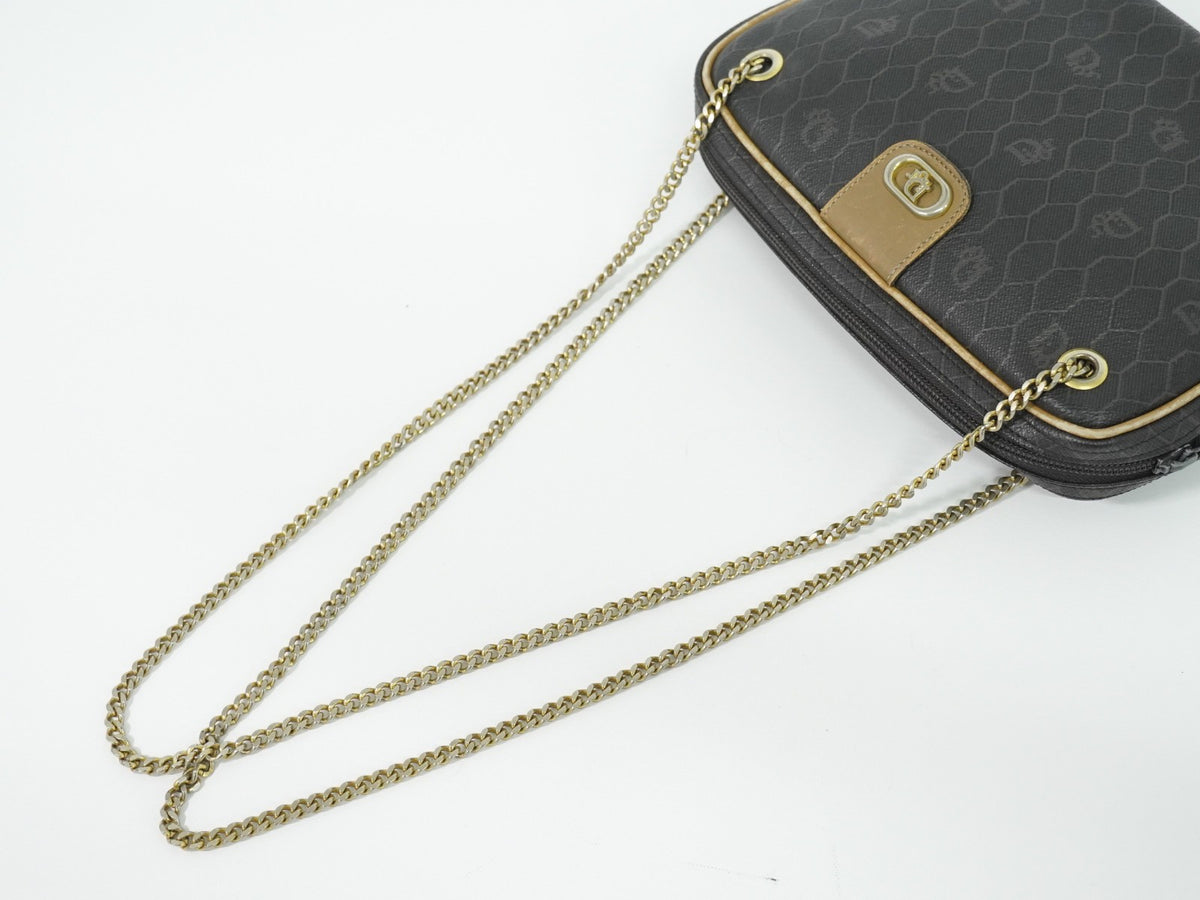 Christian Dior Vintage Honeycomb Canvas Black Canvas Shoulder Bag Bag (Pre-Owned)