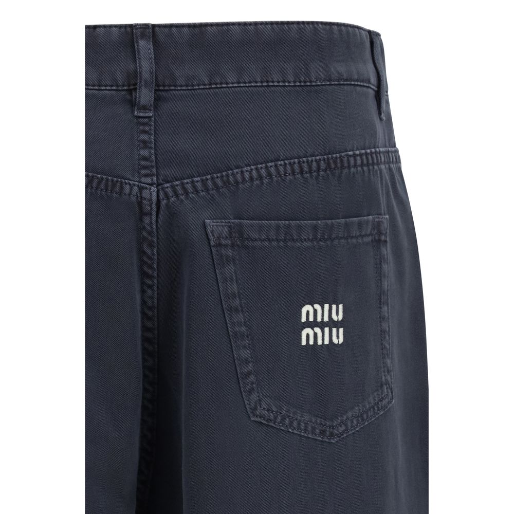 Miu Miu Blue Cotton Flared Women's Jeans