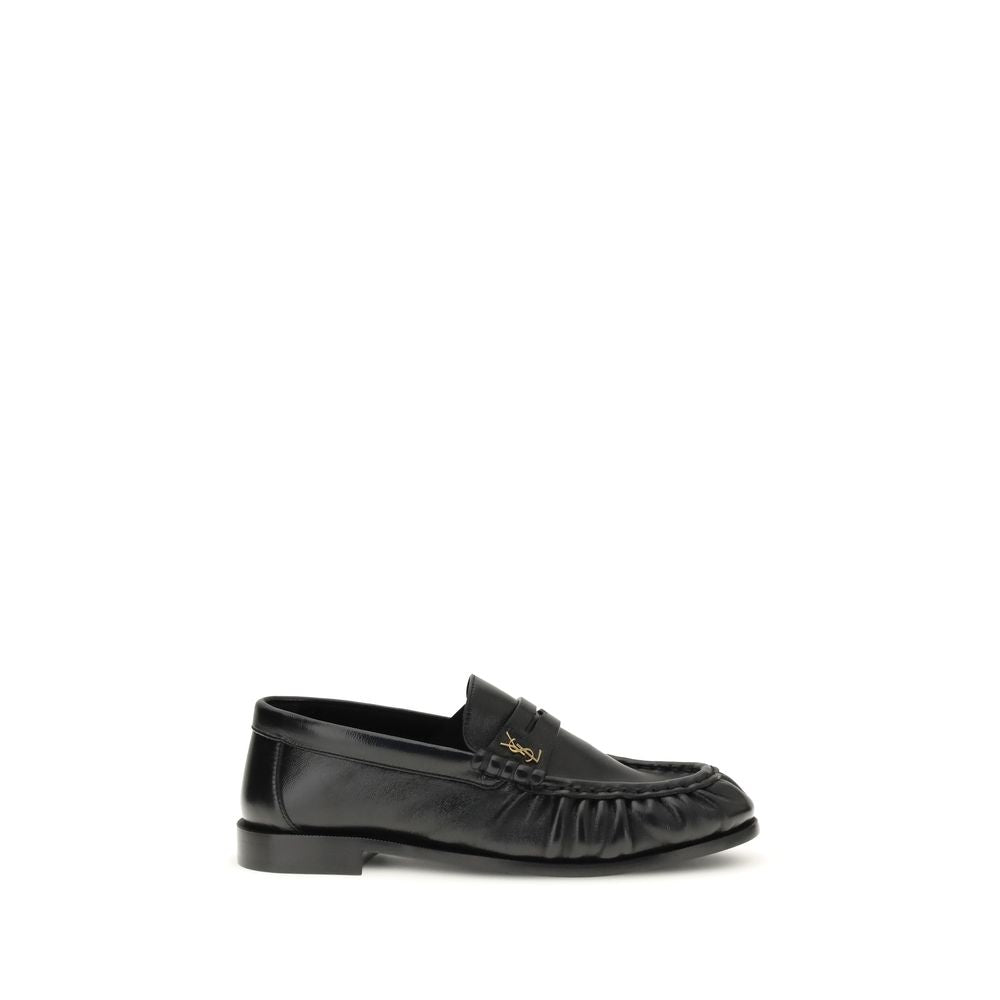 Saint Laurent Black Lamb Ovis Aries Aries Slip-On Women's Loafers