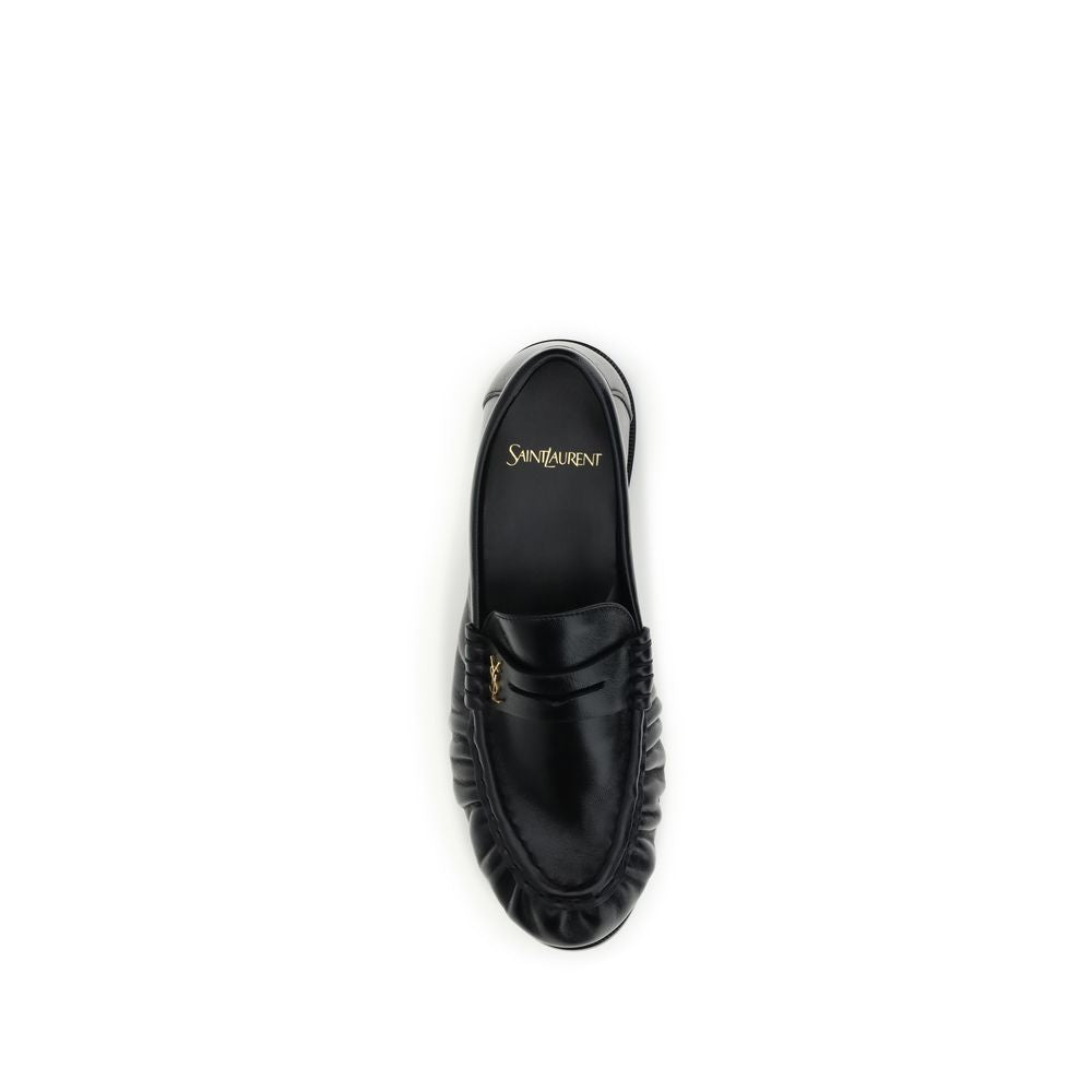 Saint Laurent Black Lamb Ovis Aries Aries Slip-On Women's Loafers