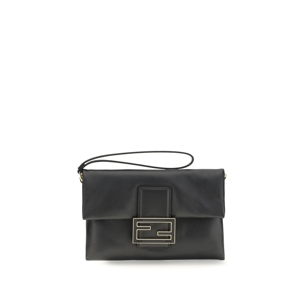 Fendi Black Lamb Ovis Aries Aries Clutch Women's Bag