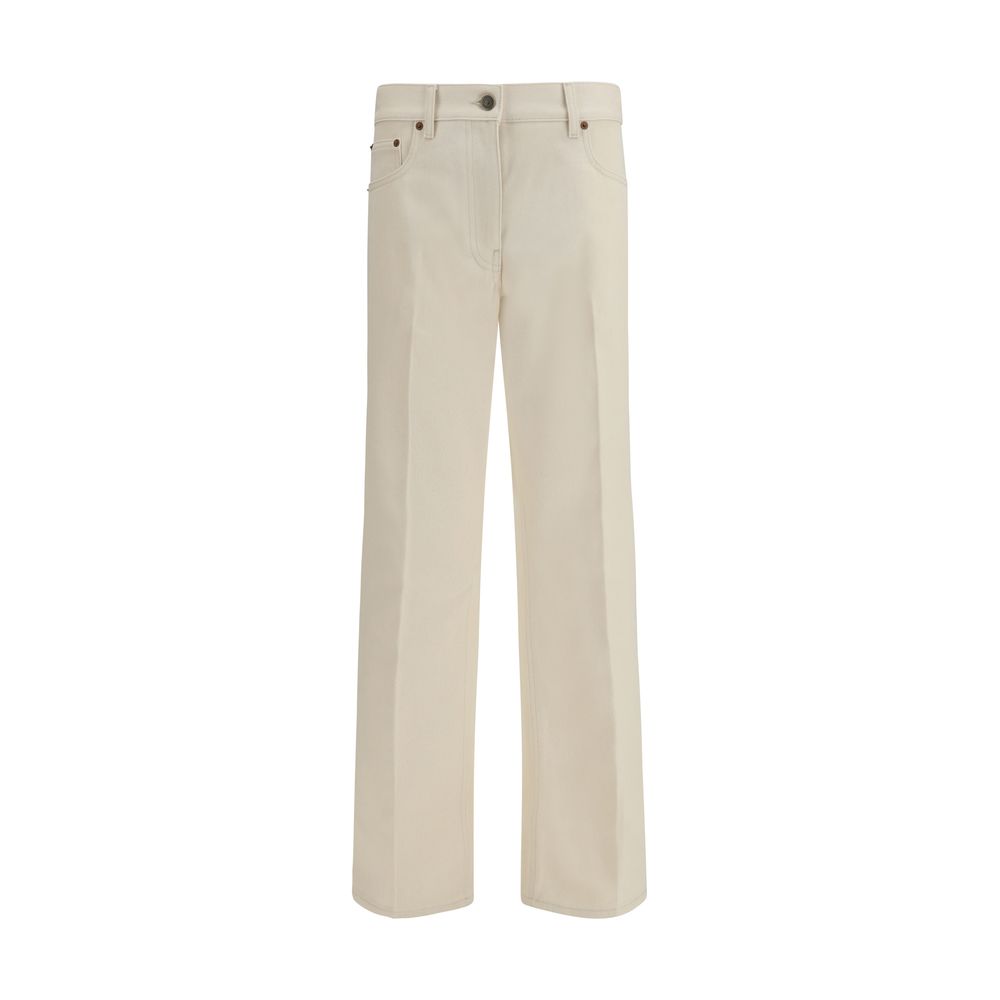 Valentino Beige Cotton Flared Women's Jeans
