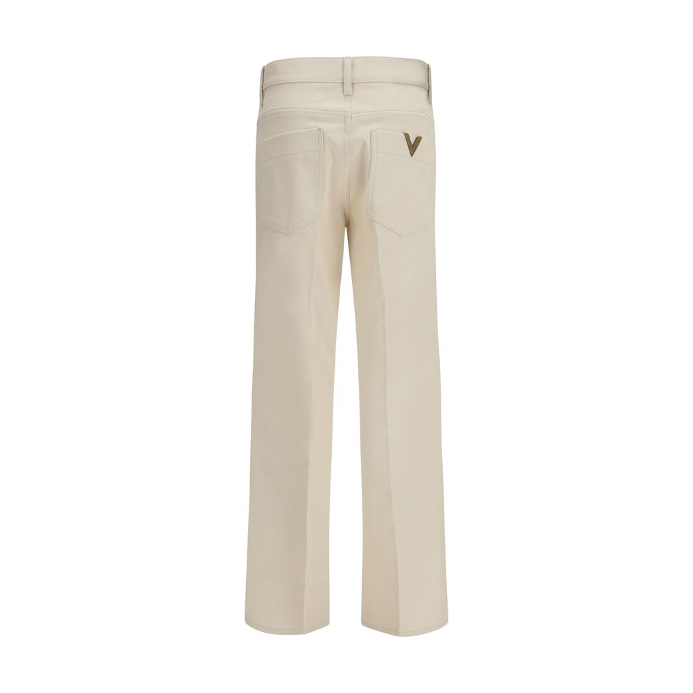 Valentino Beige Cotton Flared Women's Jeans