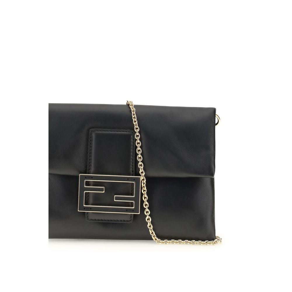 Fendi Black Lamb Ovis Aries Aries Clutch Women's Bag