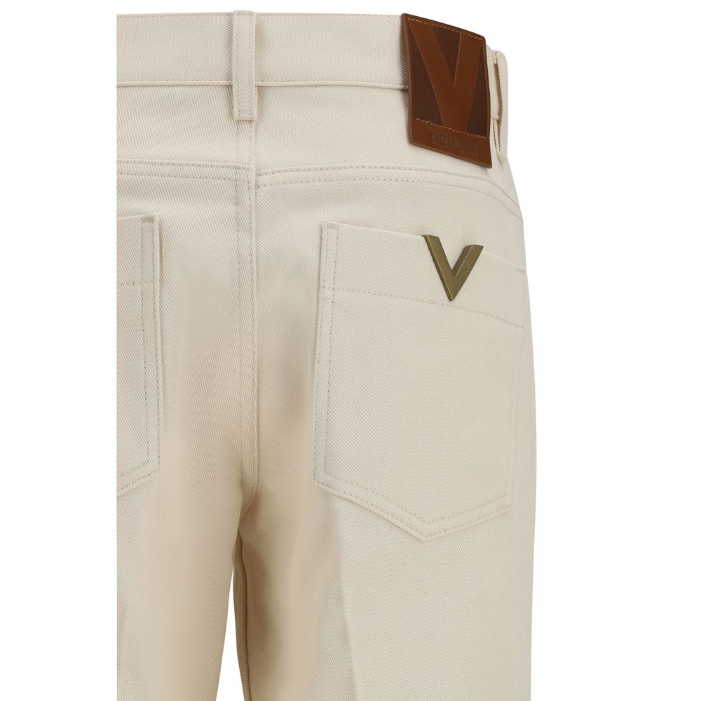 Valentino Beige Cotton Flared Women's Jeans