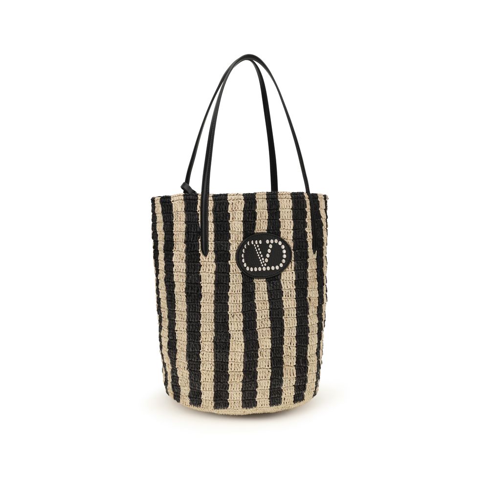 Valentino Garavani Black Raffia Backet Women's Bag