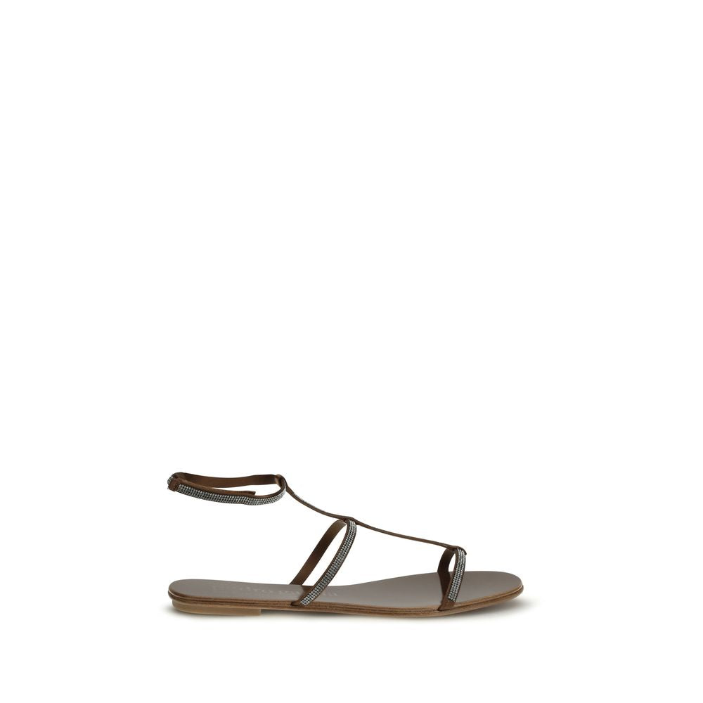 Pedro García Brown Calf Leather Bos Taurus Strap-On Women's Sandals