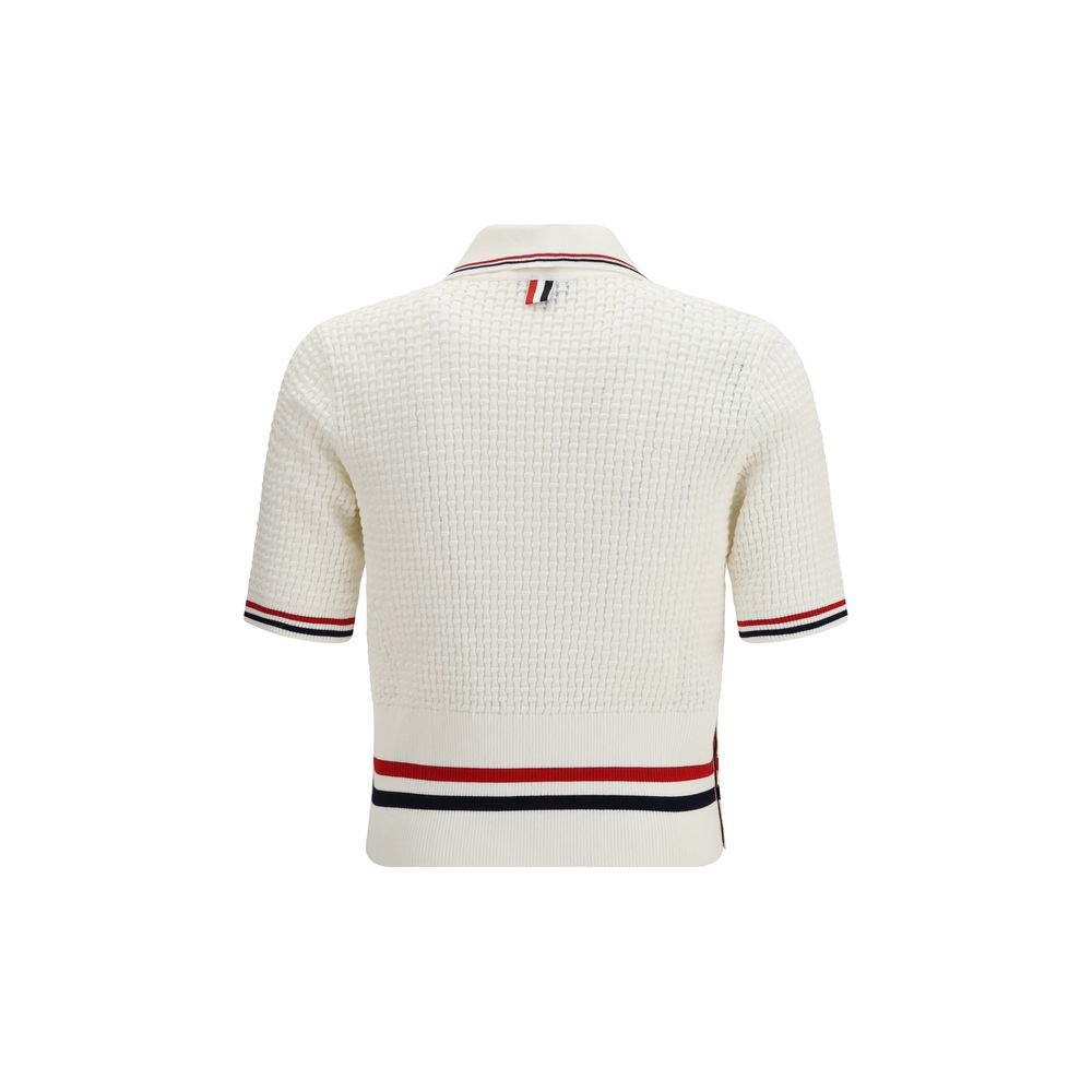 Thom Browne White Cotton Polo Men's Shirt