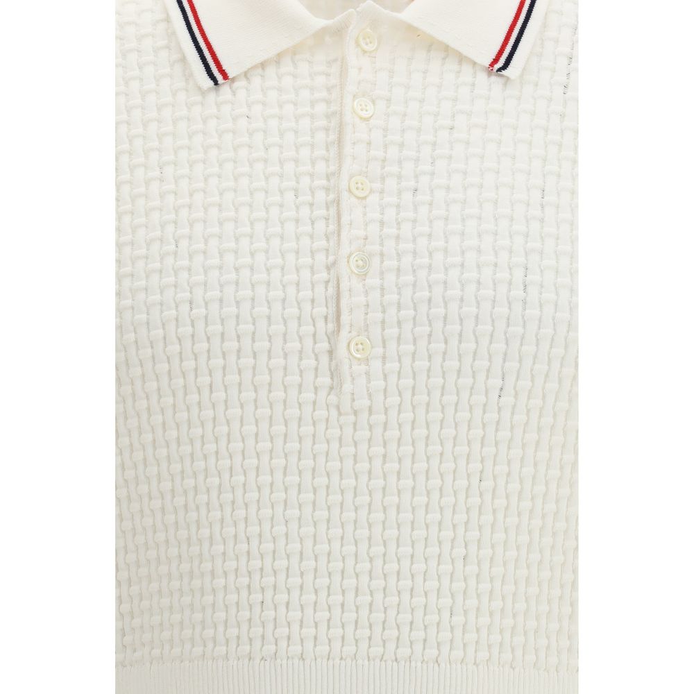 Thom Browne White Cotton Polo Men's Shirt