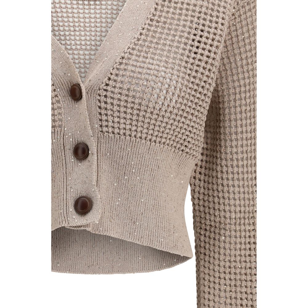 Brunello Cucinelli Beige Cotton Women's Cardigan