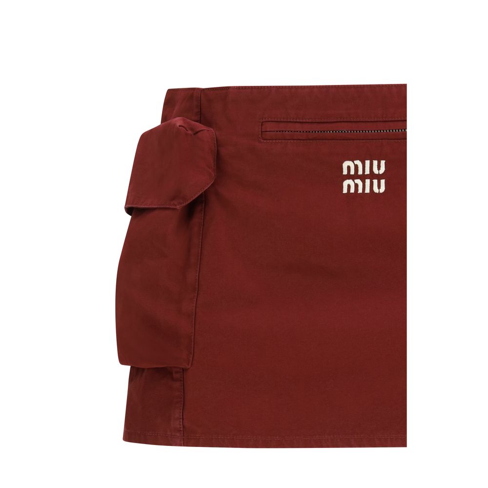 Miu Miu Bordeaux Cotton Mini Women's Skirt