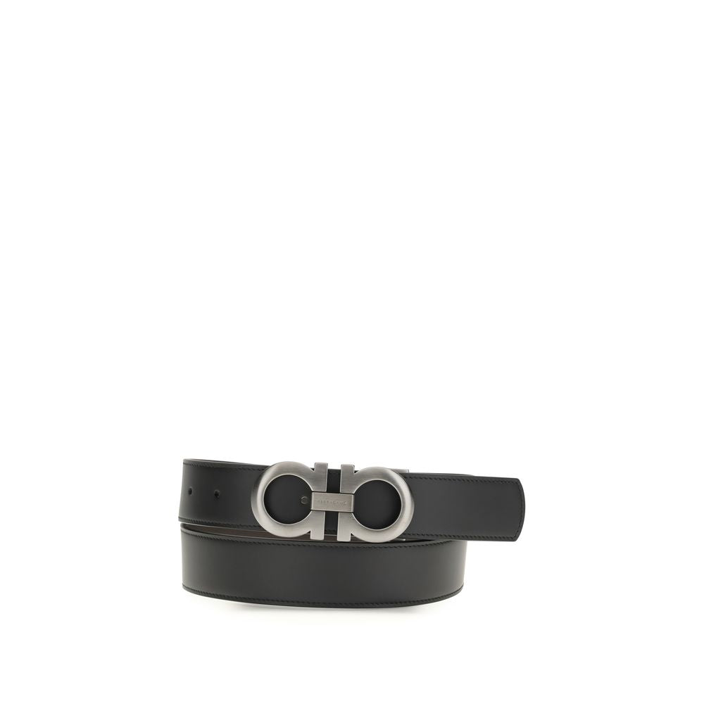 Ferragamo Black Calf Leather Bos Taurus Men's Belt