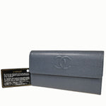 Chanel Logo Cc Blue Leather Wallet  (Pre-Owned)