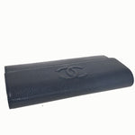 Chanel Logo Cc Blue Leather Wallet  (Pre-Owned)