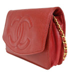 Chanel Wallet On Chain Red Leather Handbag (Pre-Owned)