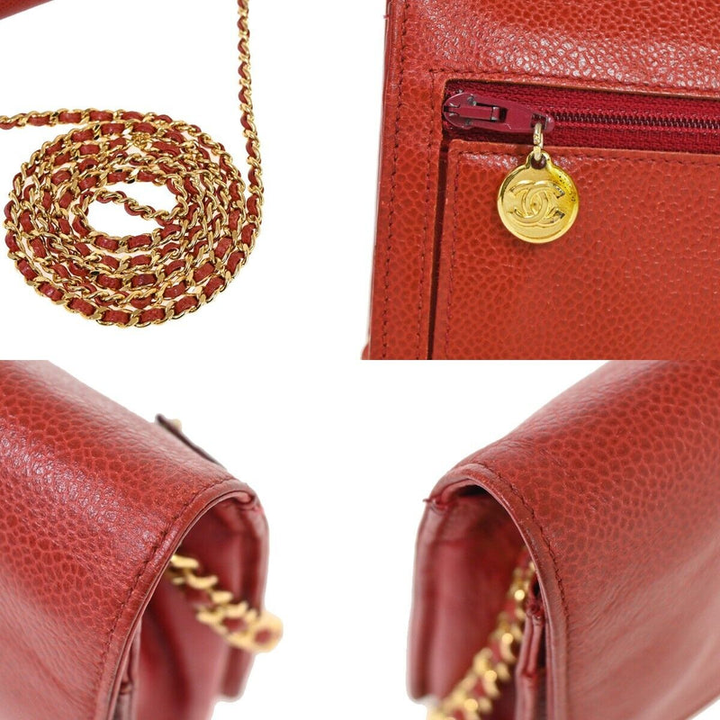 Chanel Wallet On Chain Red Leather Handbag (Pre-Owned)