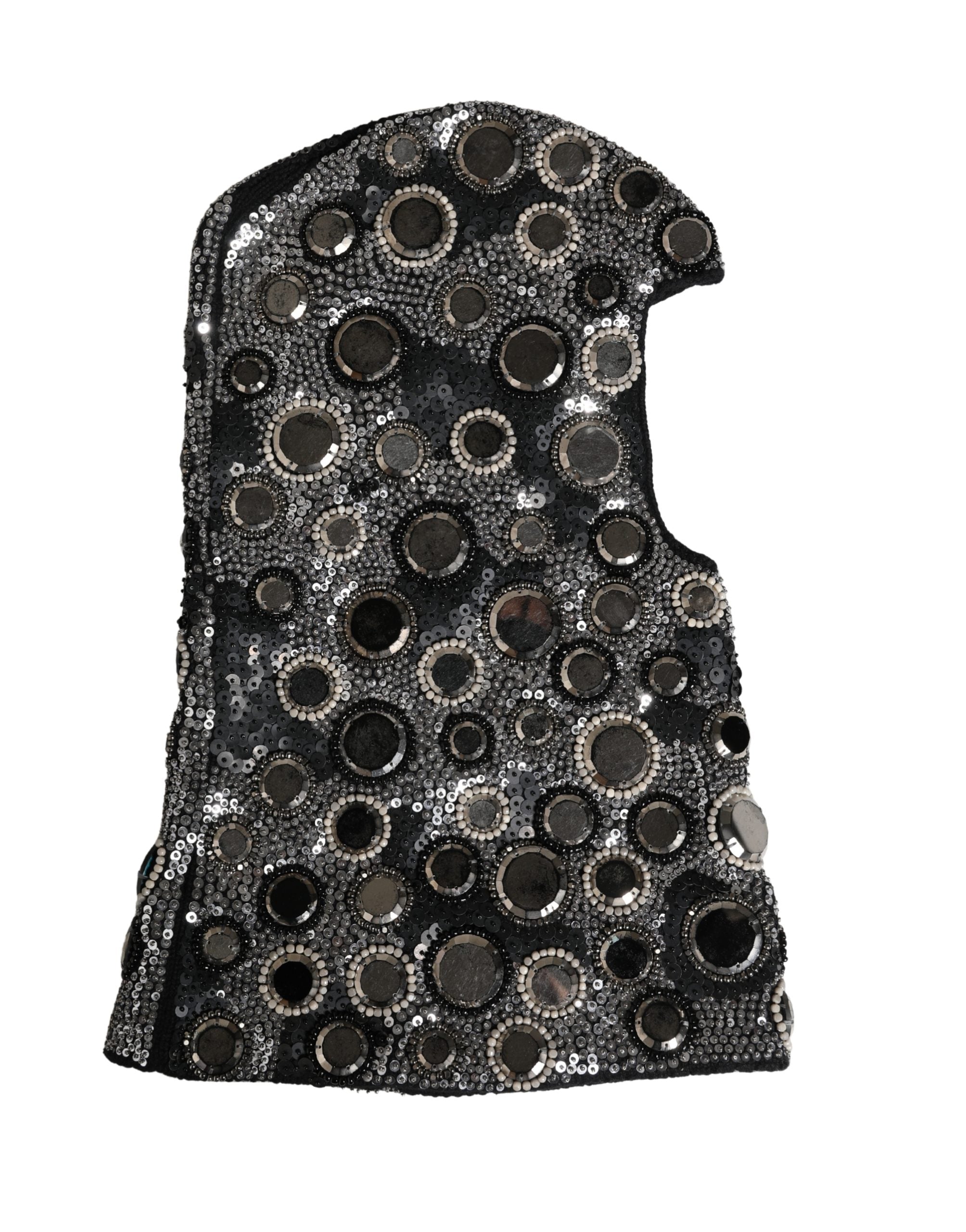 Dolce & Gabbana Black Wool Crystal Embellished Balaclava Women's Hat