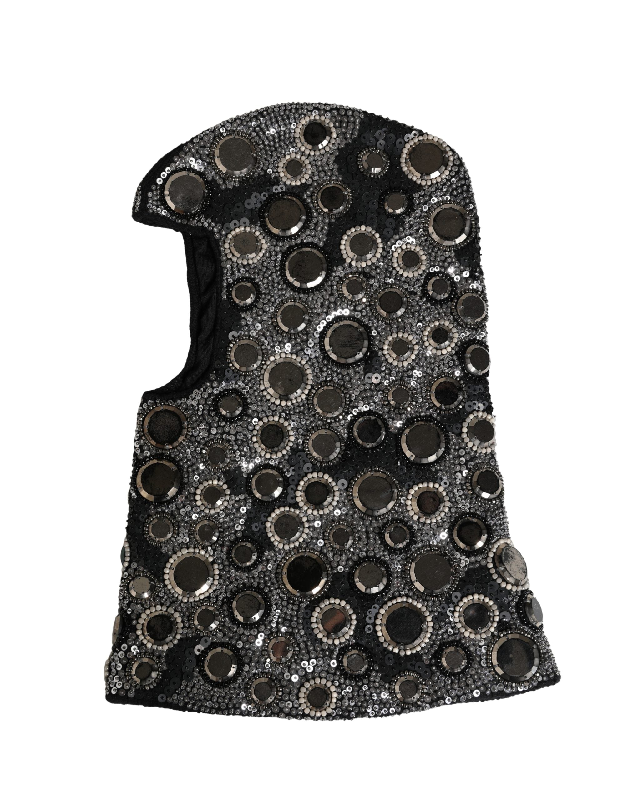 Dolce & Gabbana Black Wool Crystal Embellished Balaclava Women's Hat