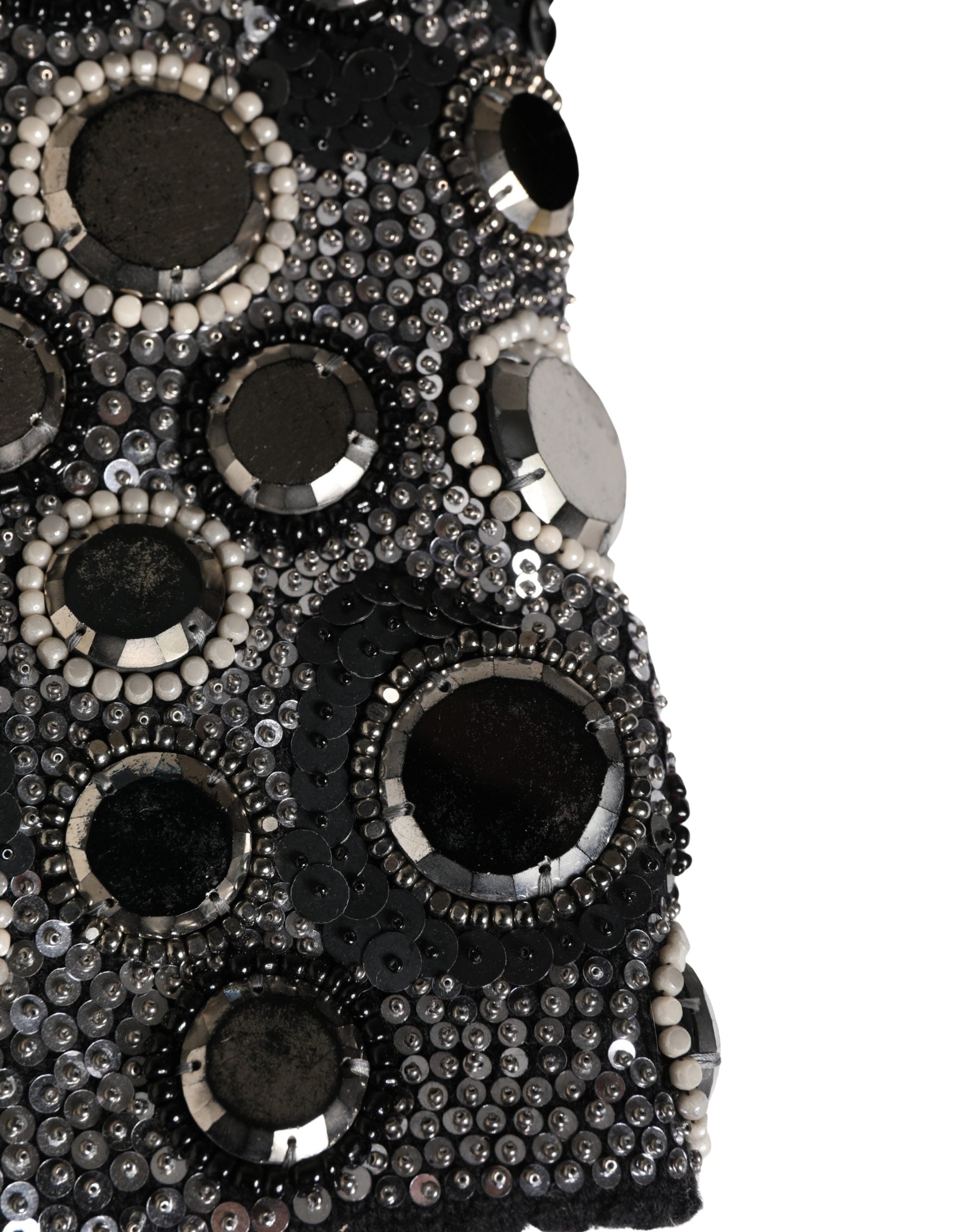 Dolce & Gabbana Black Wool Crystal Embellished Balaclava Women's Hat