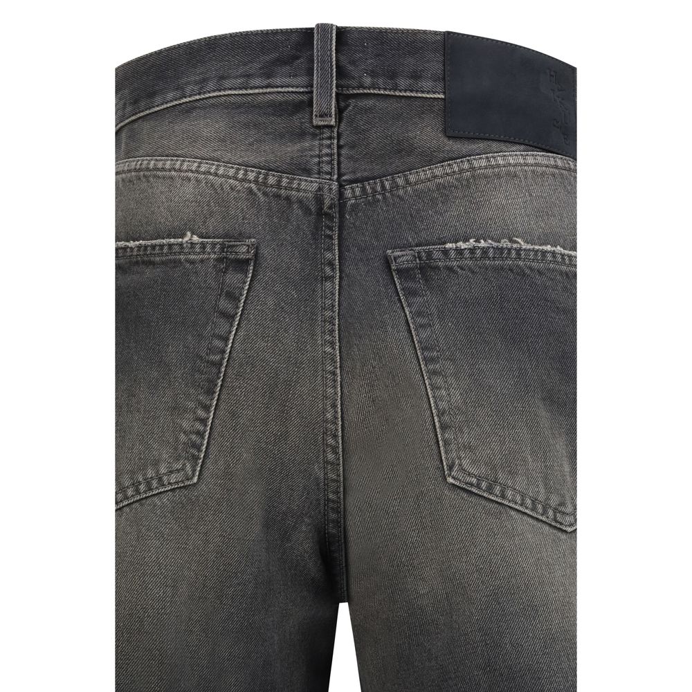 Haikure Black Cotton Relaxed Fit Men's Jeans