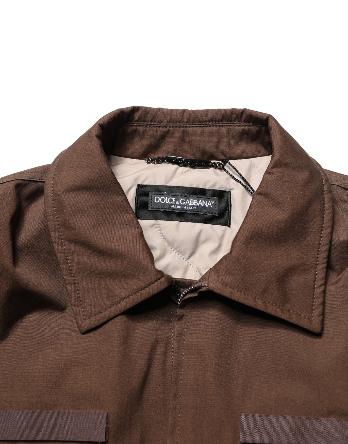 Dolce & Gabbana Brown Cotton Stretch Full Zip Bomber Men's Jacket