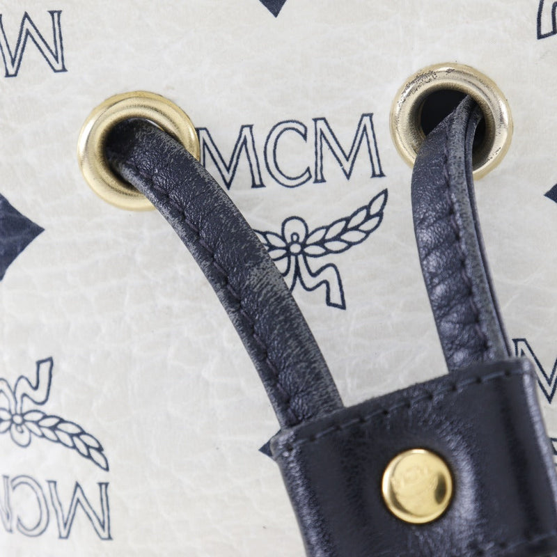 MCM Visetos White Leather Shoulder Bag (Pre-Owned)