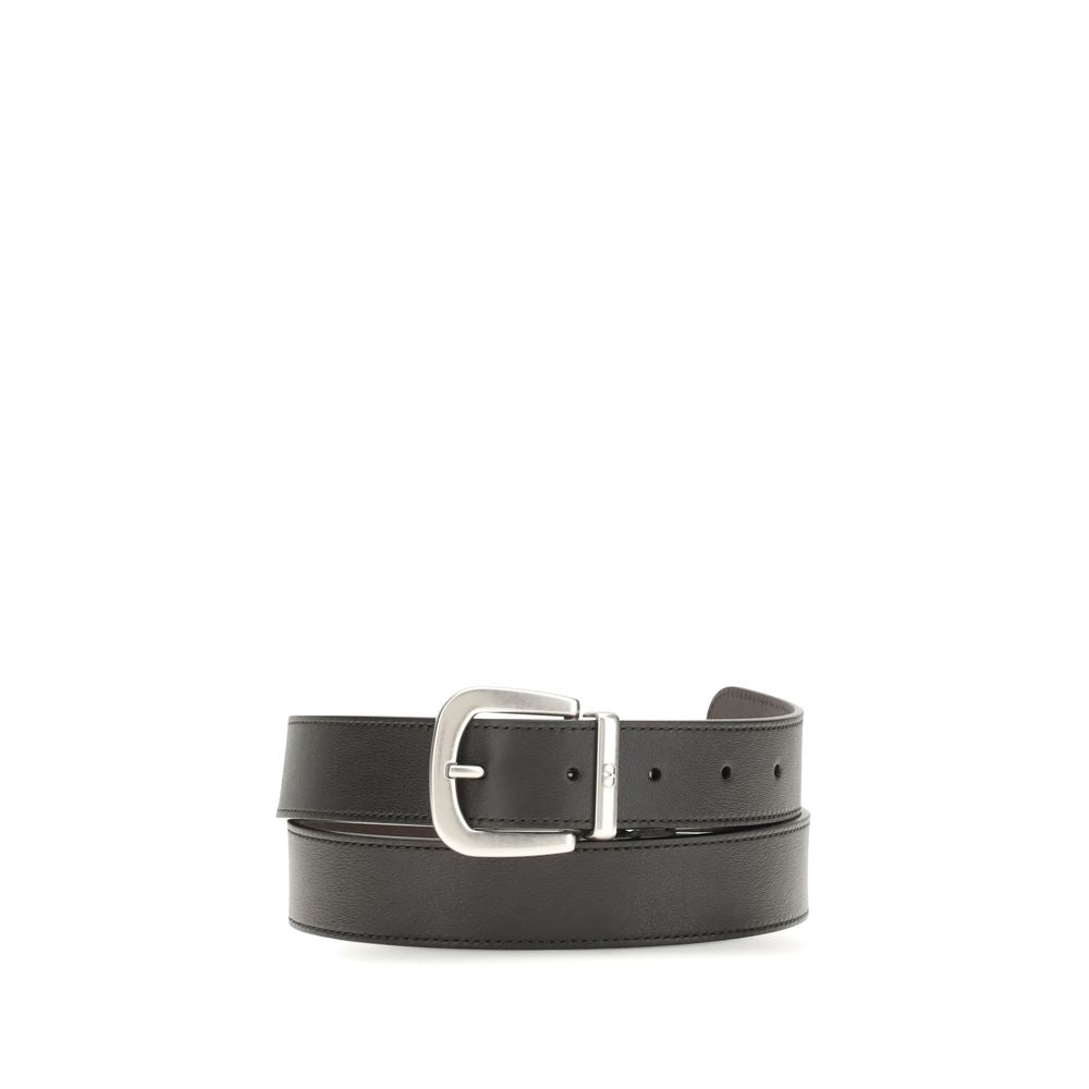 Valentino Garavani Black Calf Leather Bos Taurus Regular Men's Belt