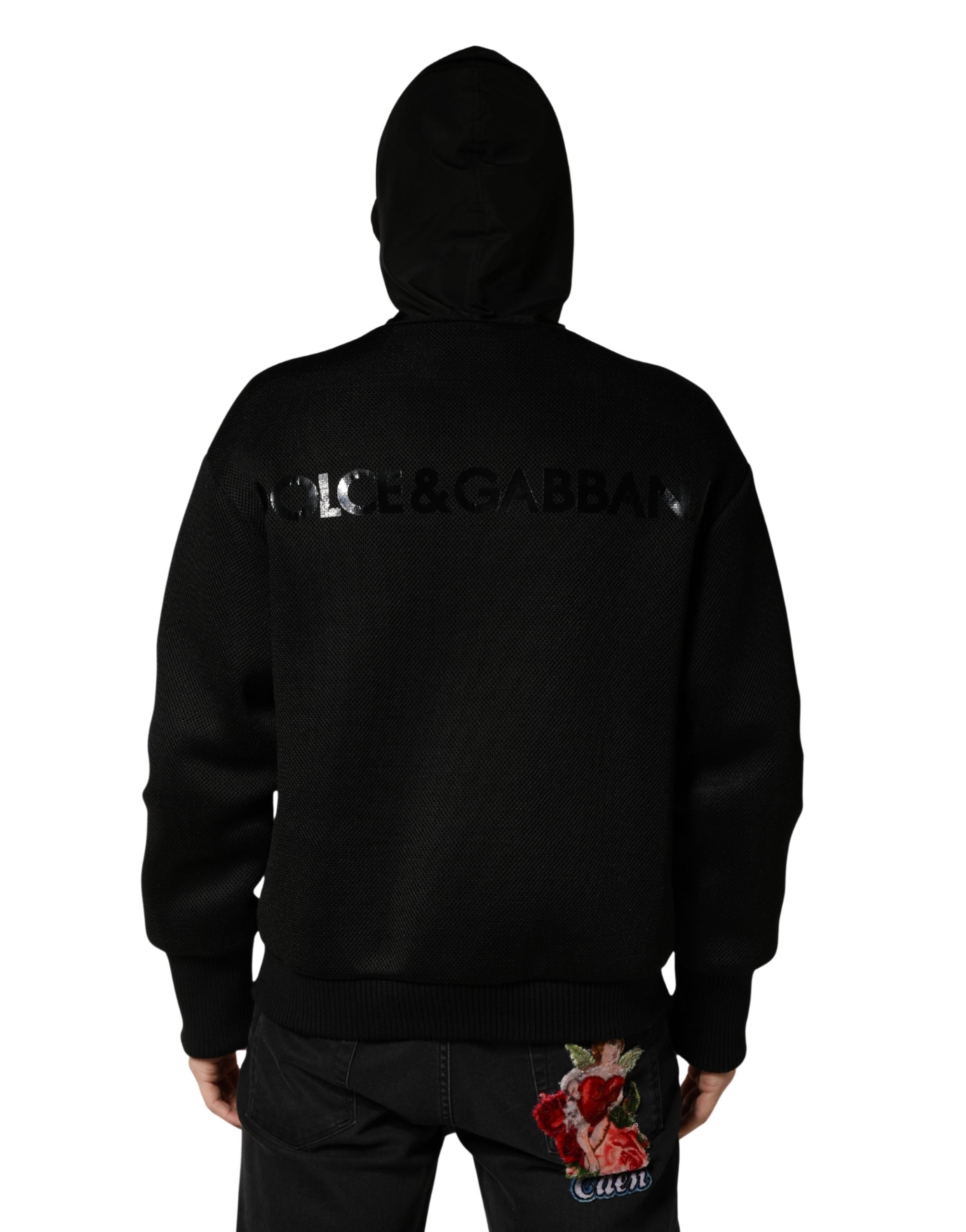 Dolce & Gabbana Men Black Hooded Full Zip Bomber Men's Jacket