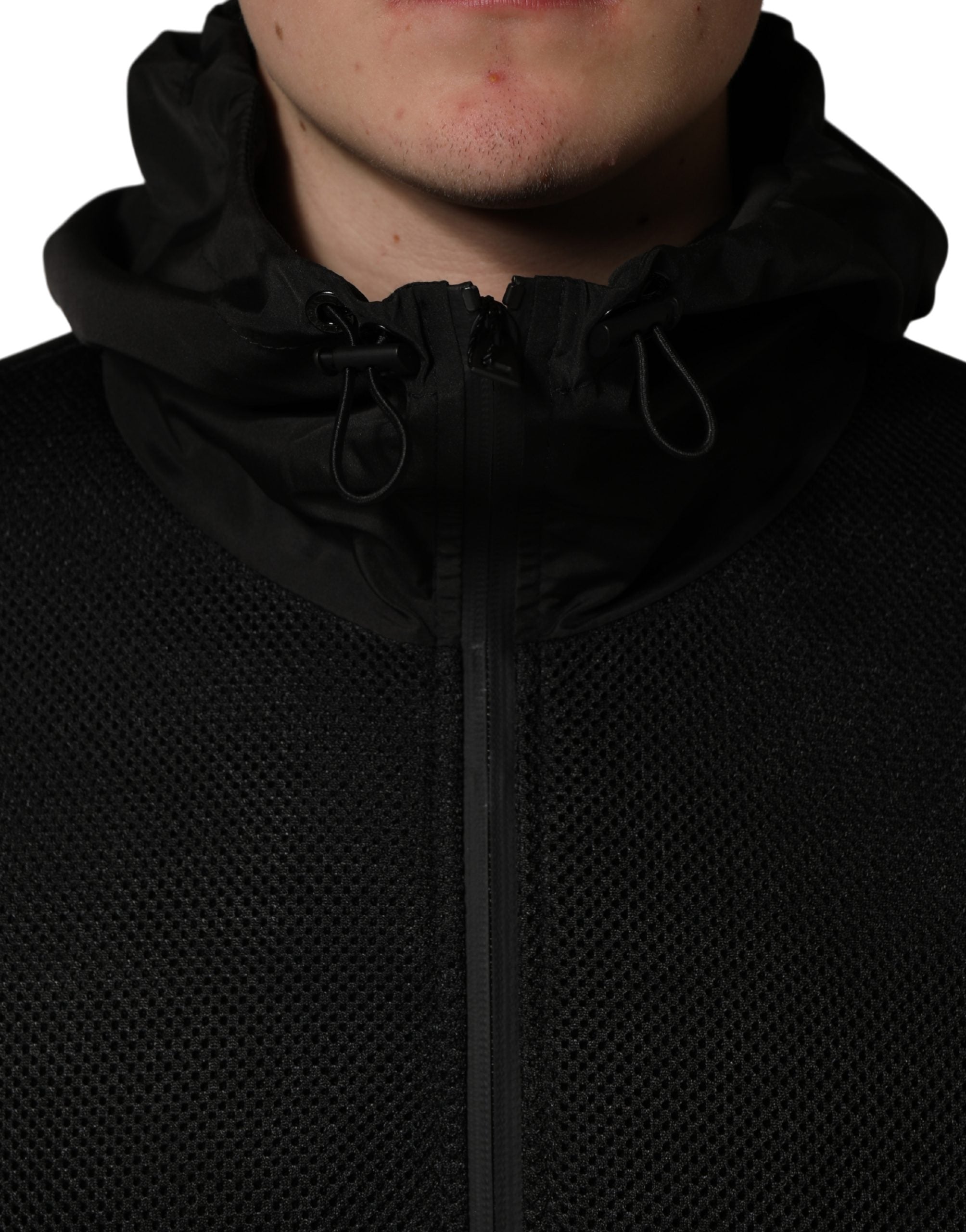 Dolce & Gabbana Men Black Hooded Full Zip Bomber Men's Jacket
