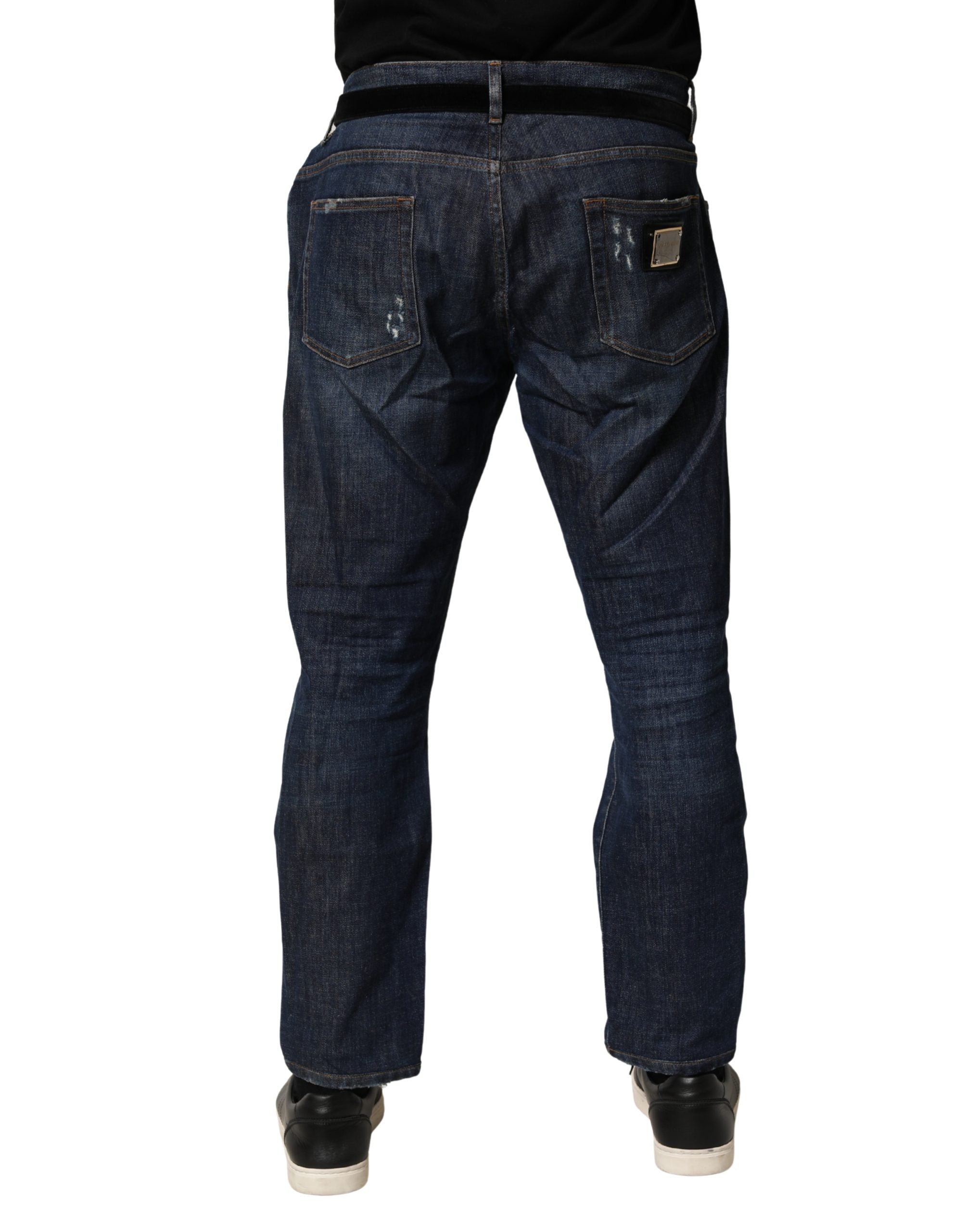 Dolce & Gabbana Dark Blue Washed Skinny Cotton Denim  Men's Jeans (Pre-Owned)