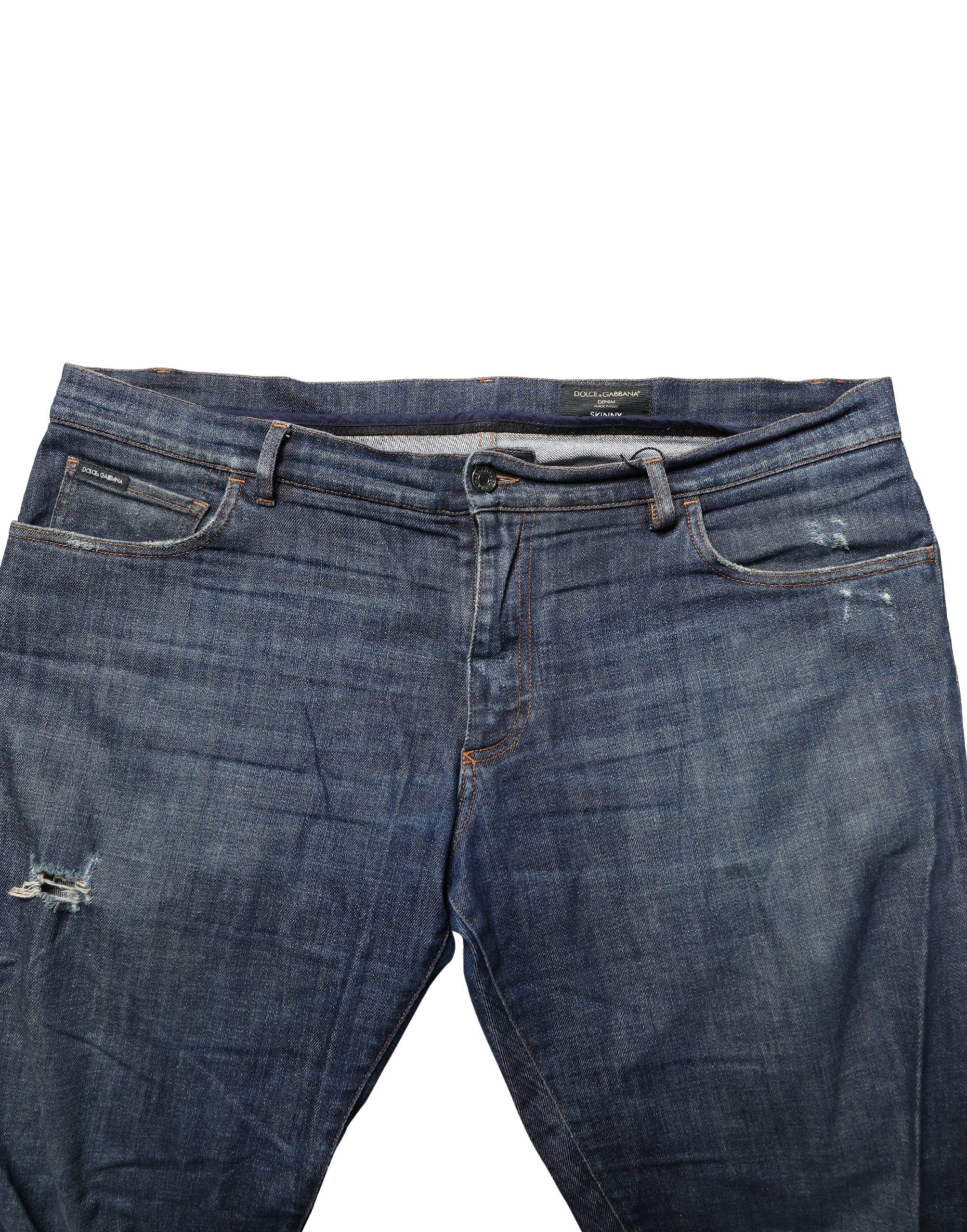 Dolce & Gabbana Dark Blue Washed Skinny Cotton Denim  Men's Jeans (Pre-Owned)