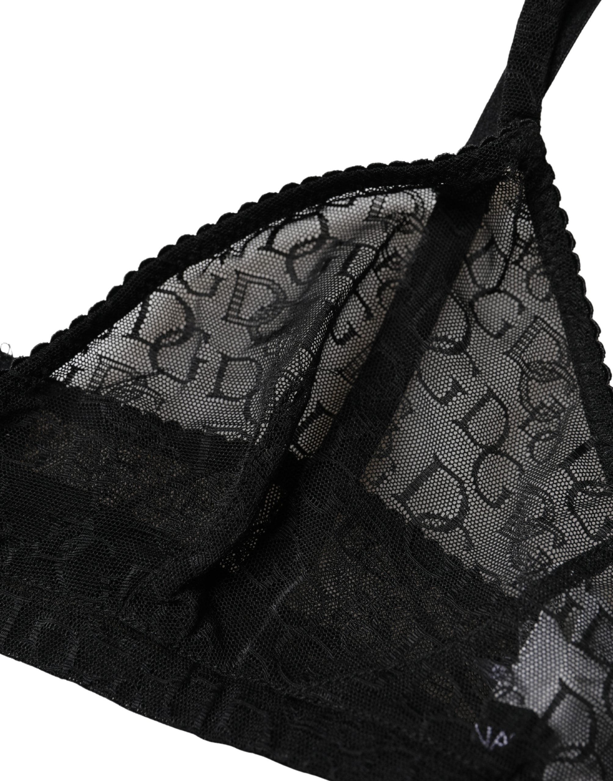 Dolce & Gabbana Black Logo Mania Sheer Soft Cup Bra Women's Underwear