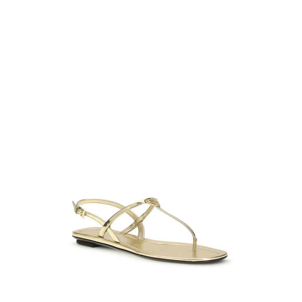 Prada Silver Calf Leather Bos Taurus Flat Women's Sandals