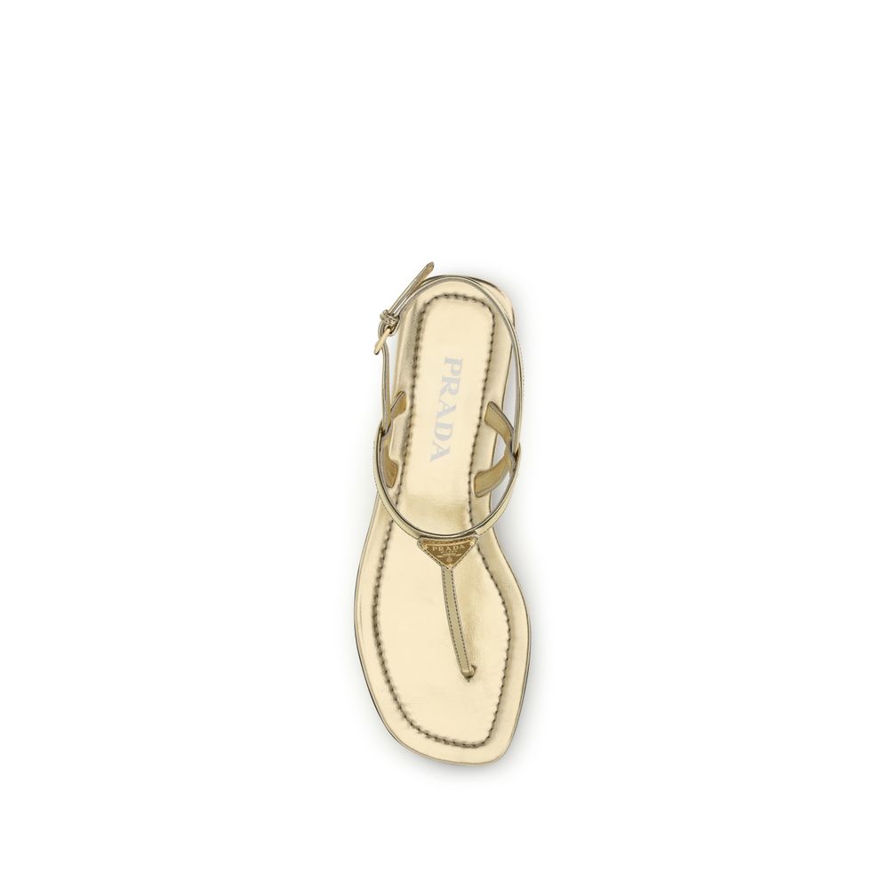 Prada Silver Calf Leather Bos Taurus Flat Women's Sandals